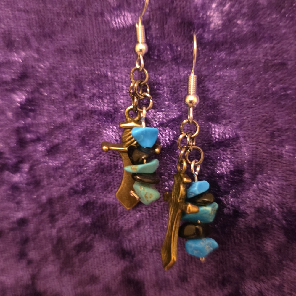 Elegant Blue and Gold Earrings